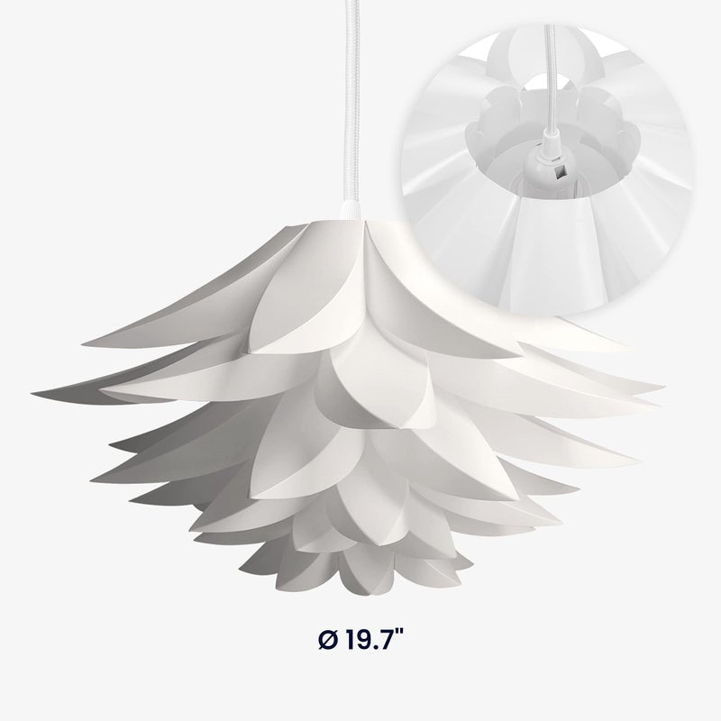 kwmobile Hanging Puzzle Lamp Kit - Lotus Flower 19.7" (50cm) Modern Ceiling Pendant Light with DIY Shade to Assemble and 15ft Plug-in Power Cord - Image 5
